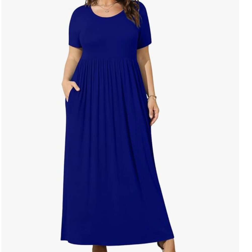 Maxi Dress Summer Casual Short Sleeve Long Dress Plus Size 5X - maternity option